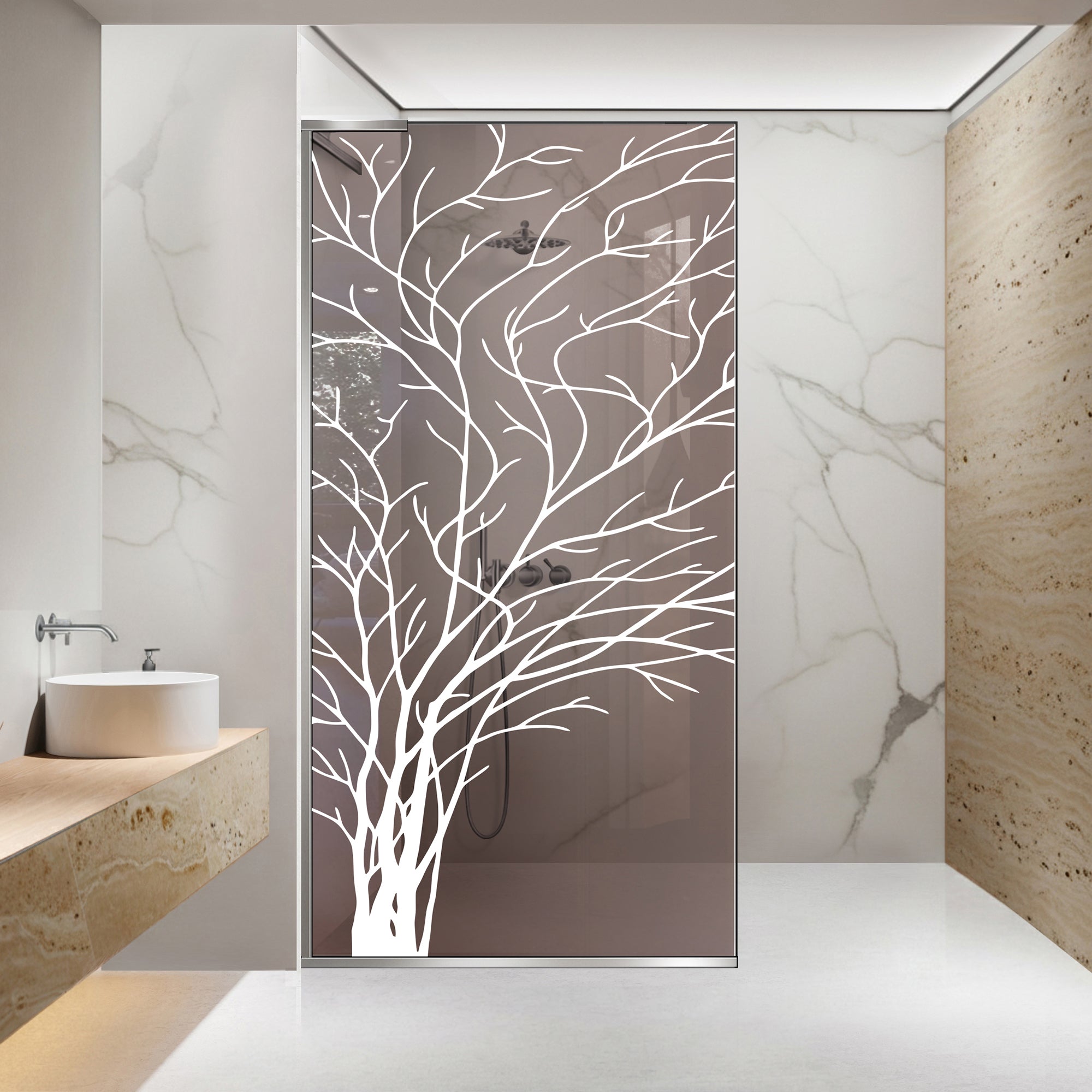 Paravan dus Walk-in, Perete dus Inox, #Bronz #Bronz
