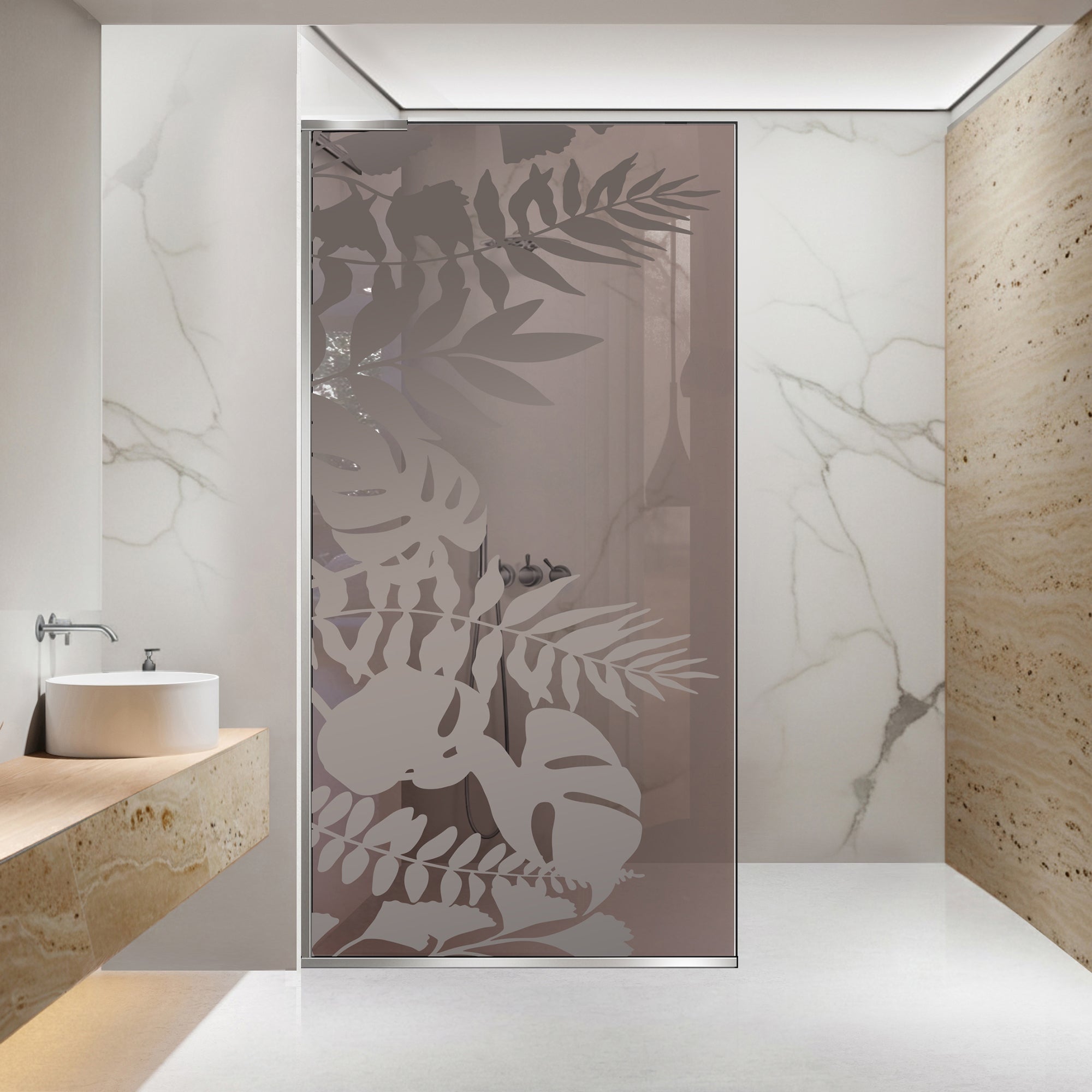 Paravan dus Walk-in, Perete dus Inox, #Bronz #Bronz