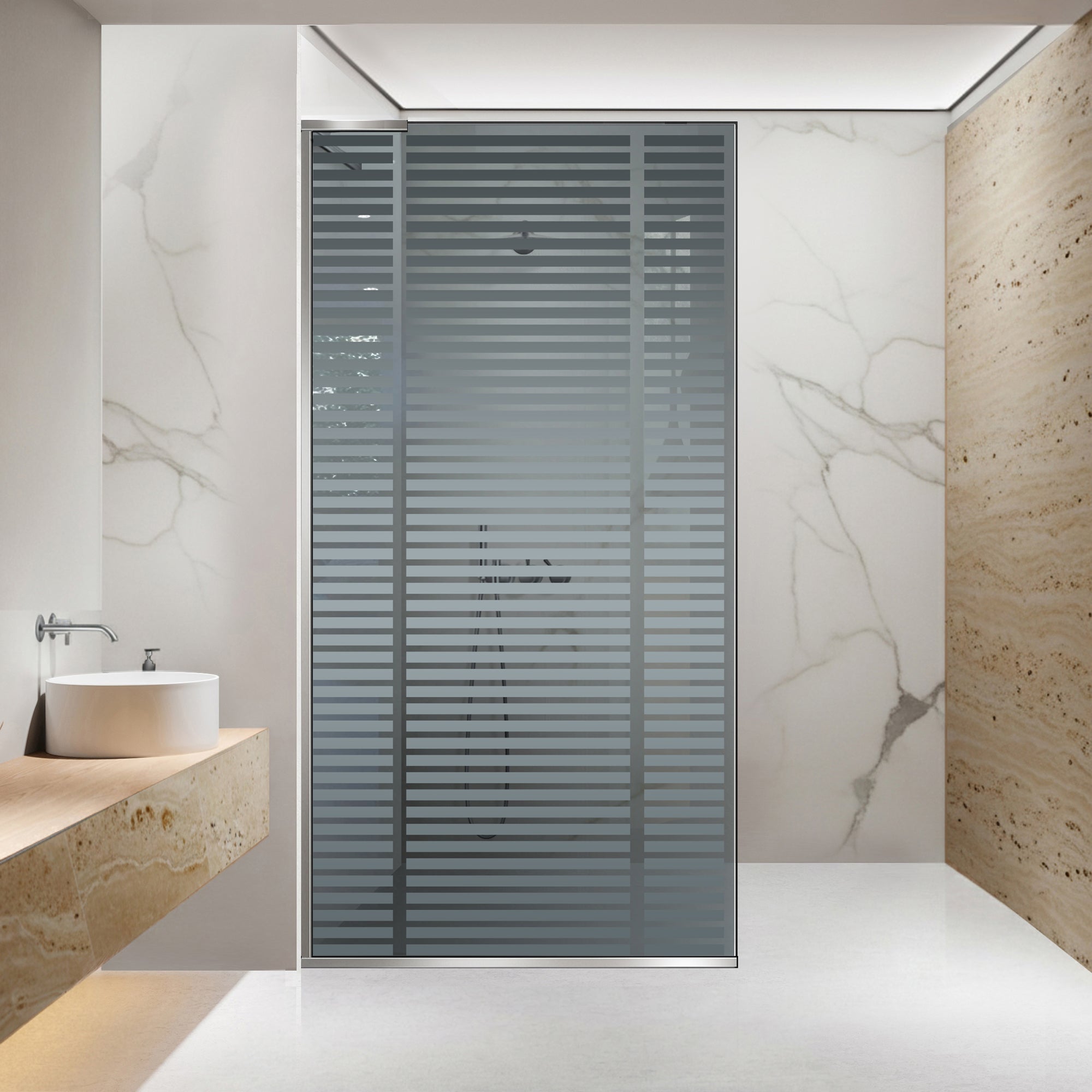 Paravan dus Walk-in, Perete dus Inox, #Gri #Szürke