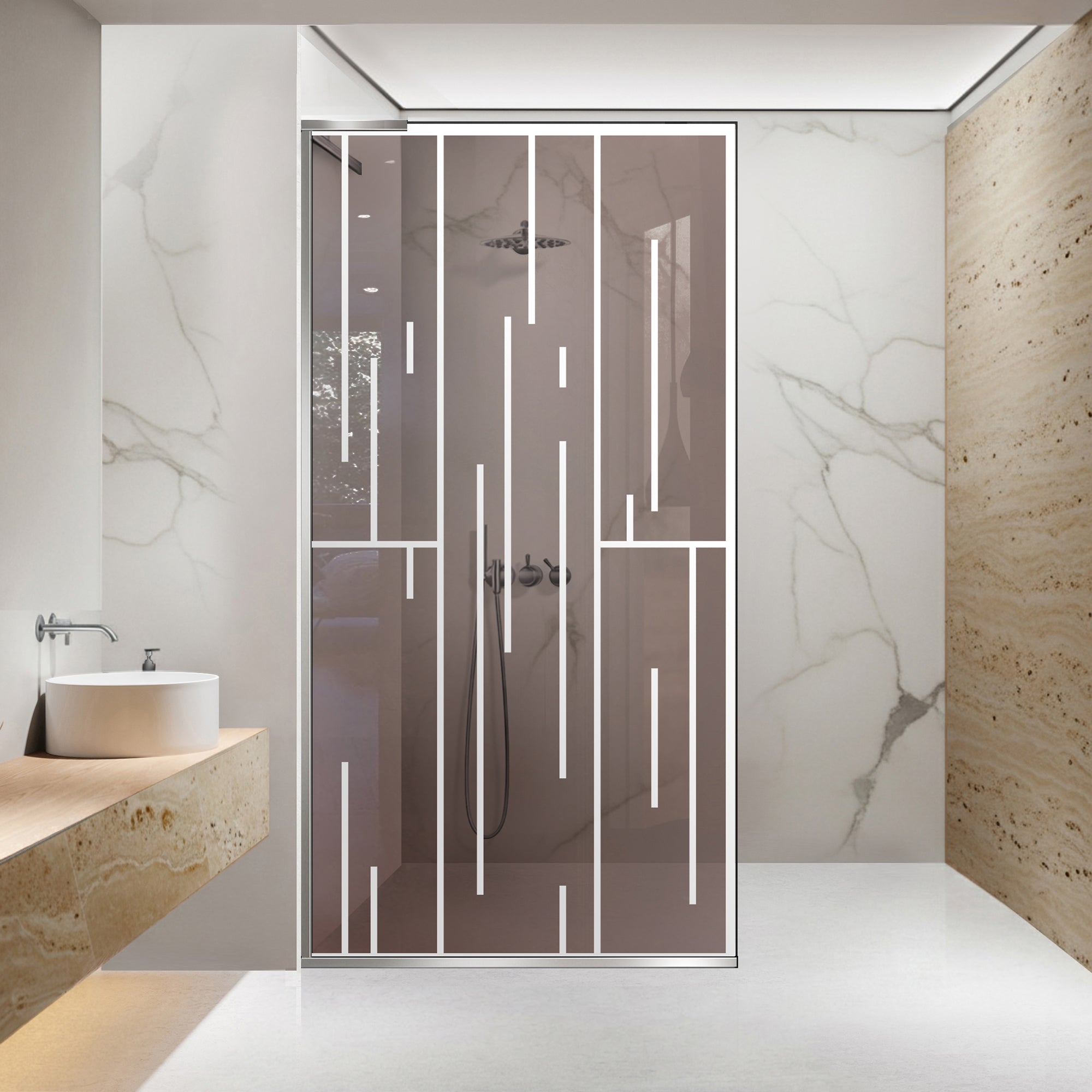 Paravan dus Walk-in, Perete dus Inox, #Bronz #Bronz
