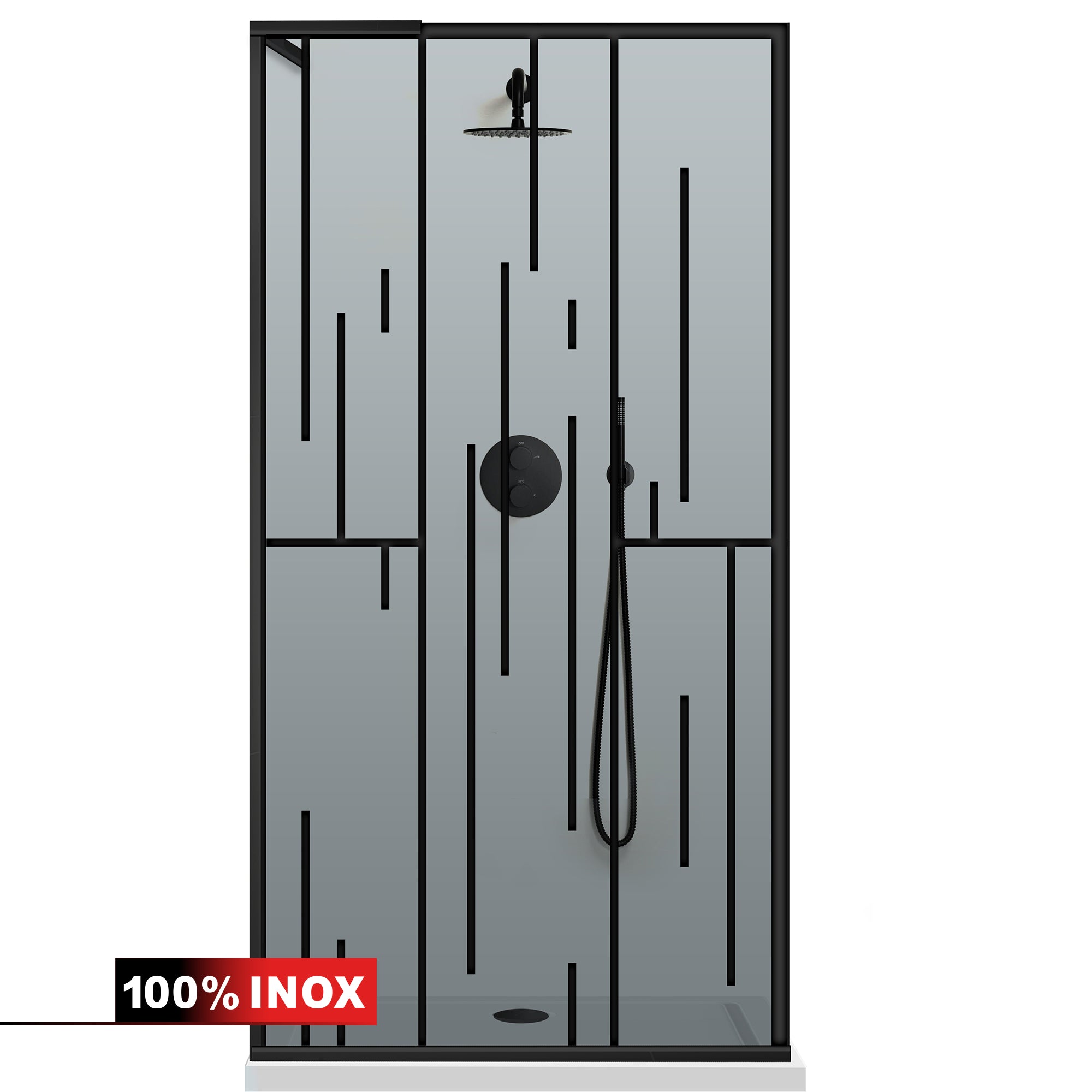 Paravan dus Walk-in, Perete dus Inox, #Gri #Szürke