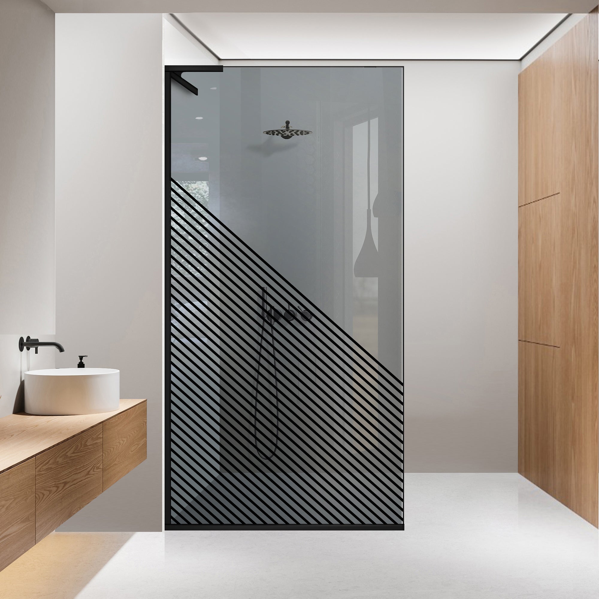 Paravan dus Walk-in, Perete dus Inox, #Gri #Szürke