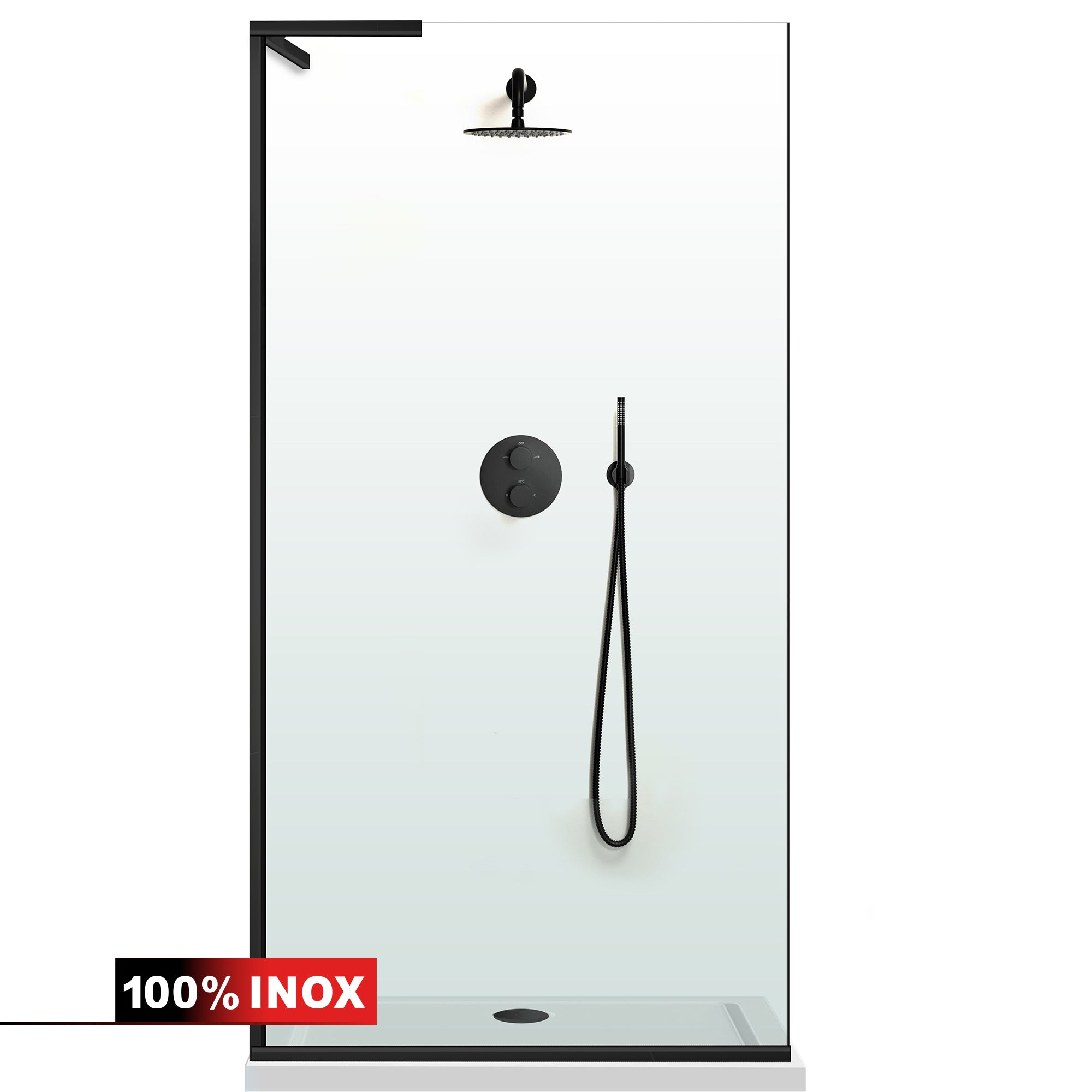 Paravan dus Walk-in, Perete dus Inox, #Clara #Víztiszta