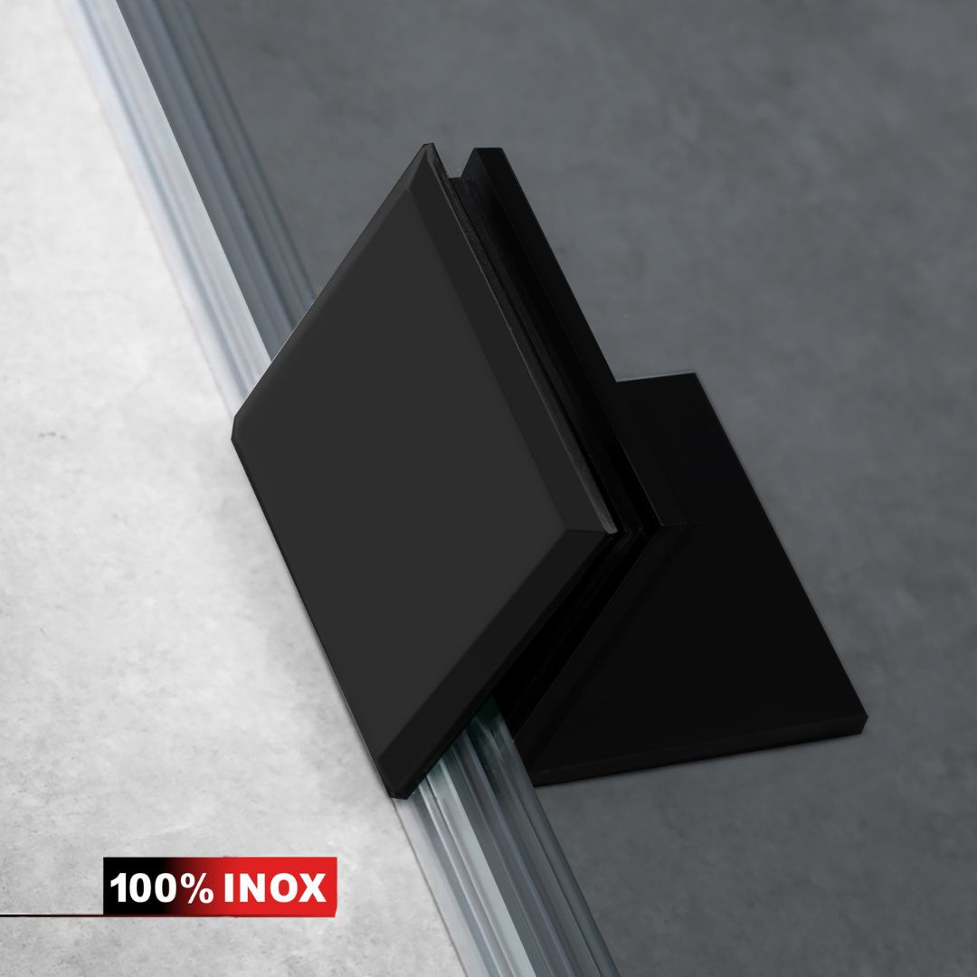 Paravan dus Walk-in, Perete dus Inox, negru mat #Gri