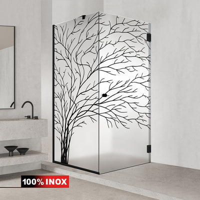 Shower enclosure with hinged door #Satiné
