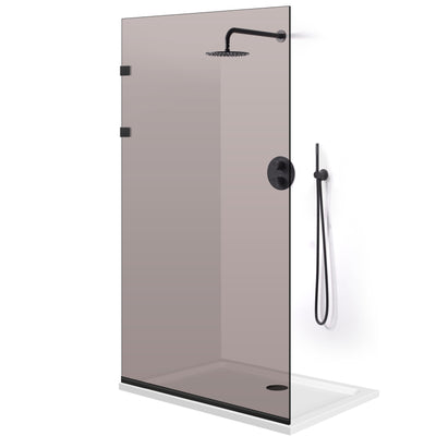 Paravan dus Walk-in, Perete dus Inox, negru mat #Bronz