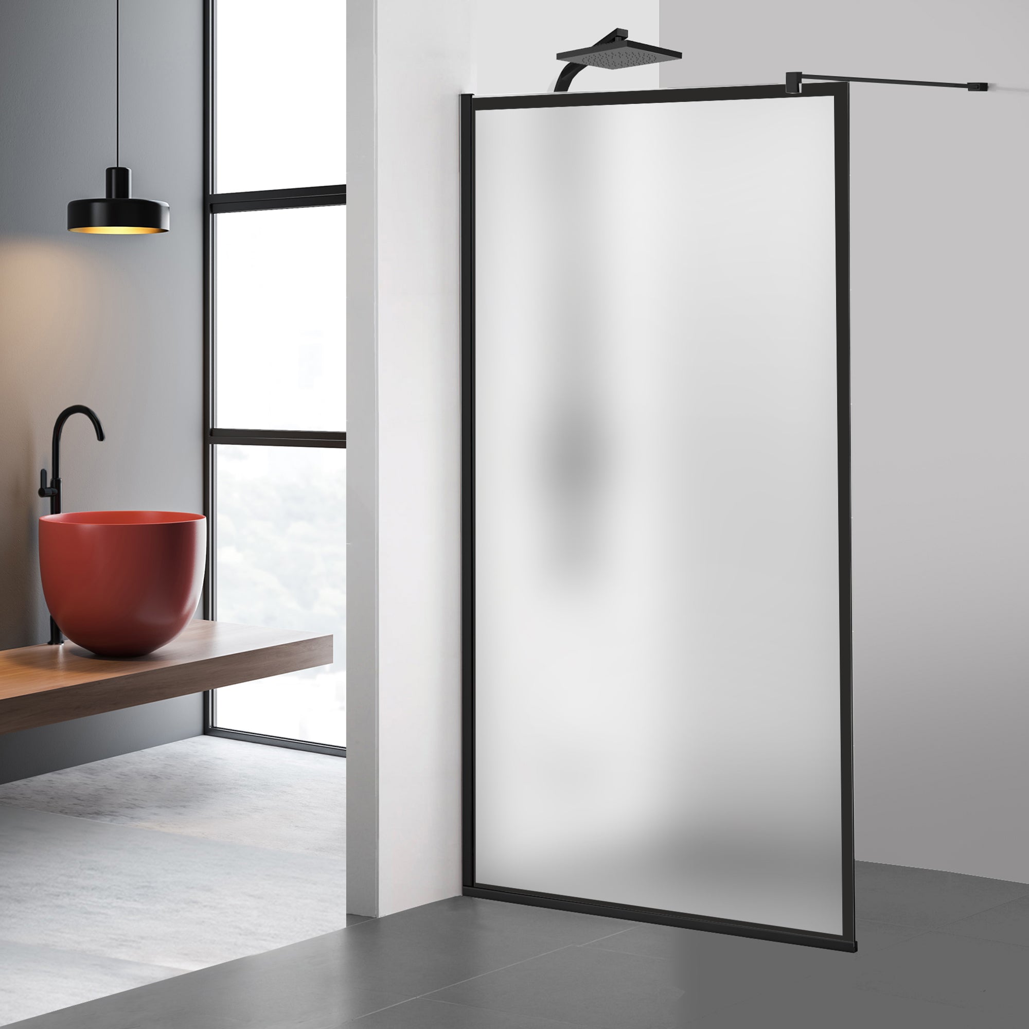 Paravan dus Walk-in, Perete dus  Negru, #Mat #Matt