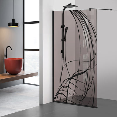 Paravan dus Walk-in, Perete dus  Negru, #Bronz #Bronz