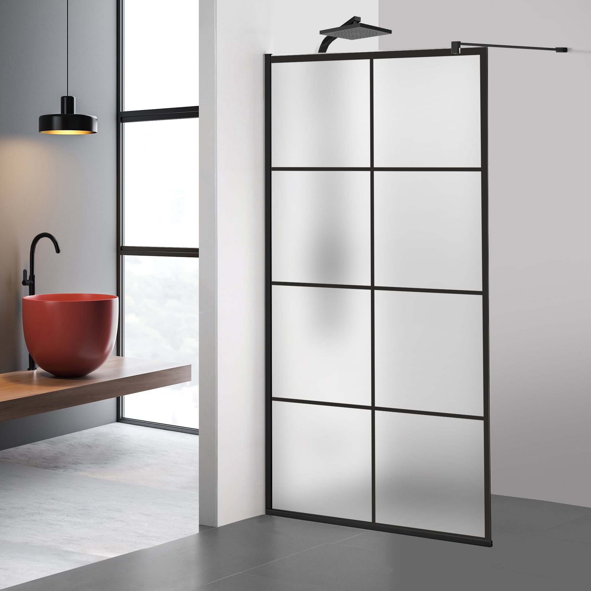 Paravan dus Walk-in, Perete dus  Negru, #Mat #Matt