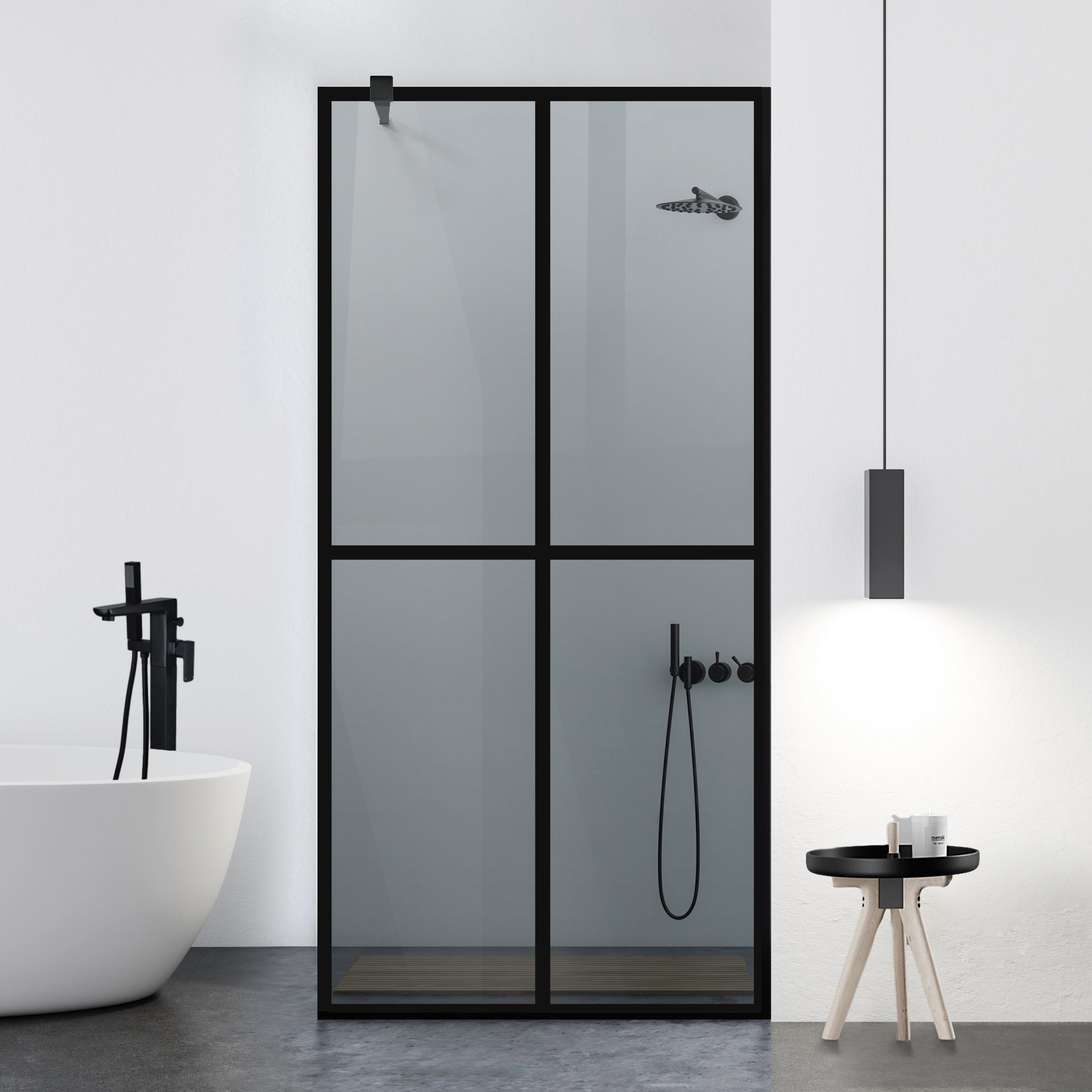 Paravan dus Walk-in, Perete dus  Negru, #Gri #Szürke