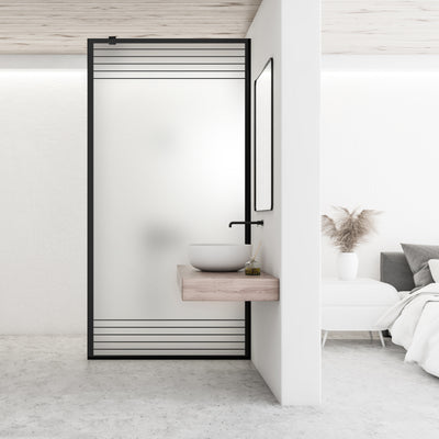 Paravan dus Walk-in, Perete dus  Negru, #Mat #Matt