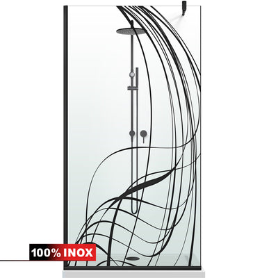 Paravan dus Walk-in, Perete dus  Negru, #Clara #Víztiszta