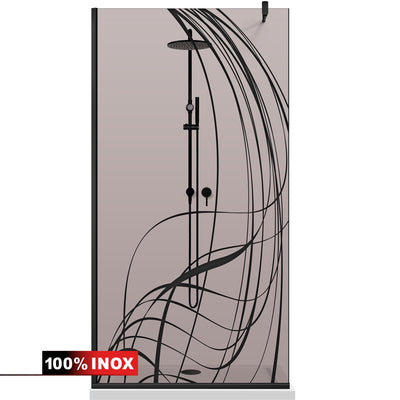 Paravan dus Walk-in, Perete dus  Negru, #Bronz #Bronz
