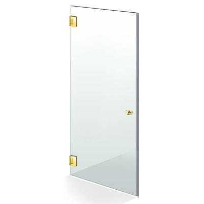 ONE WAY swing shower door, gold stainless steel hardware, 6 mm tempered glass