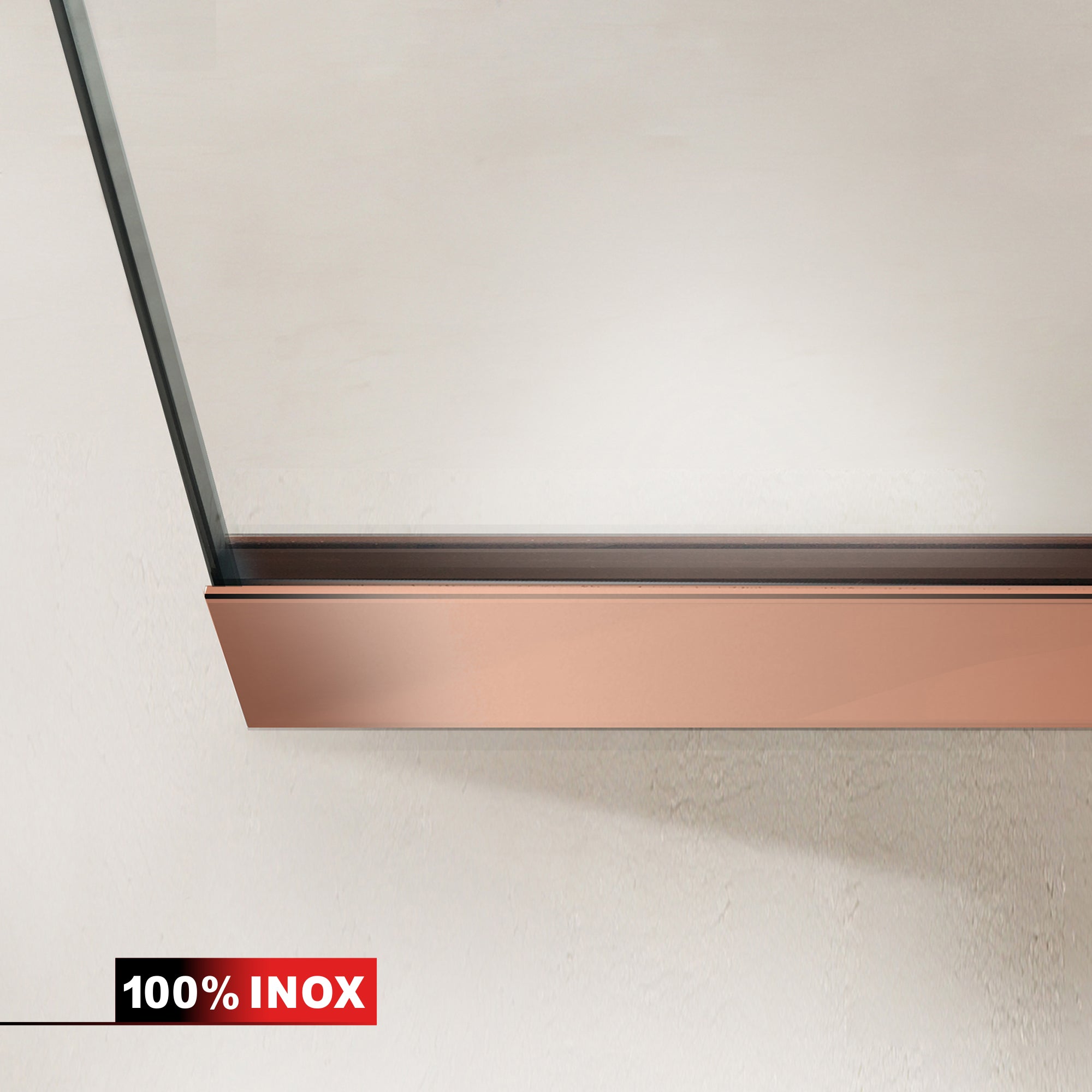Paravan dus walk-in Aqua Elegance ® Copper, feronerie full inox cupru, sticla clara, securizata