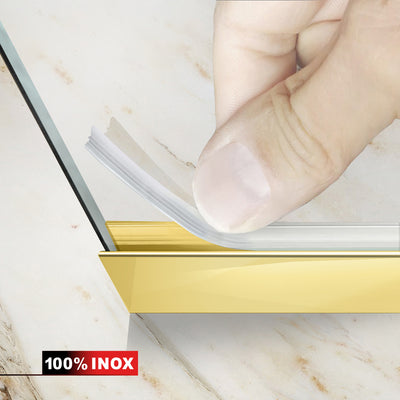 Paravan dus walk-in Aqua Elegance ® Gold, model Mode auriu, feronerie full inox auriu, sticla clara, securizata