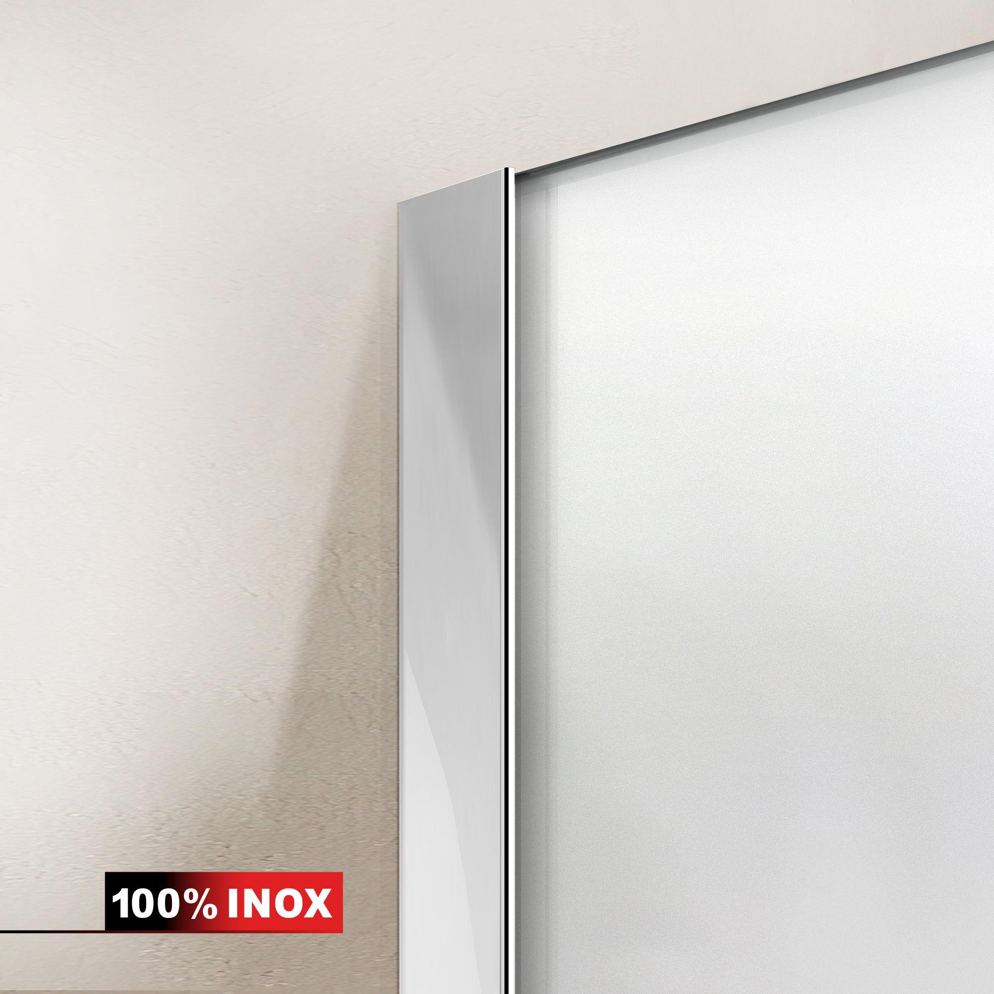Shower enclosure with hinged door #Satiné