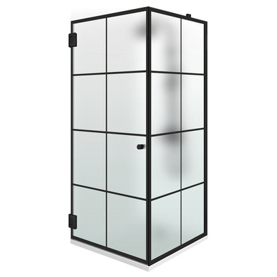 Shower enclosure with hinged door #Satiné