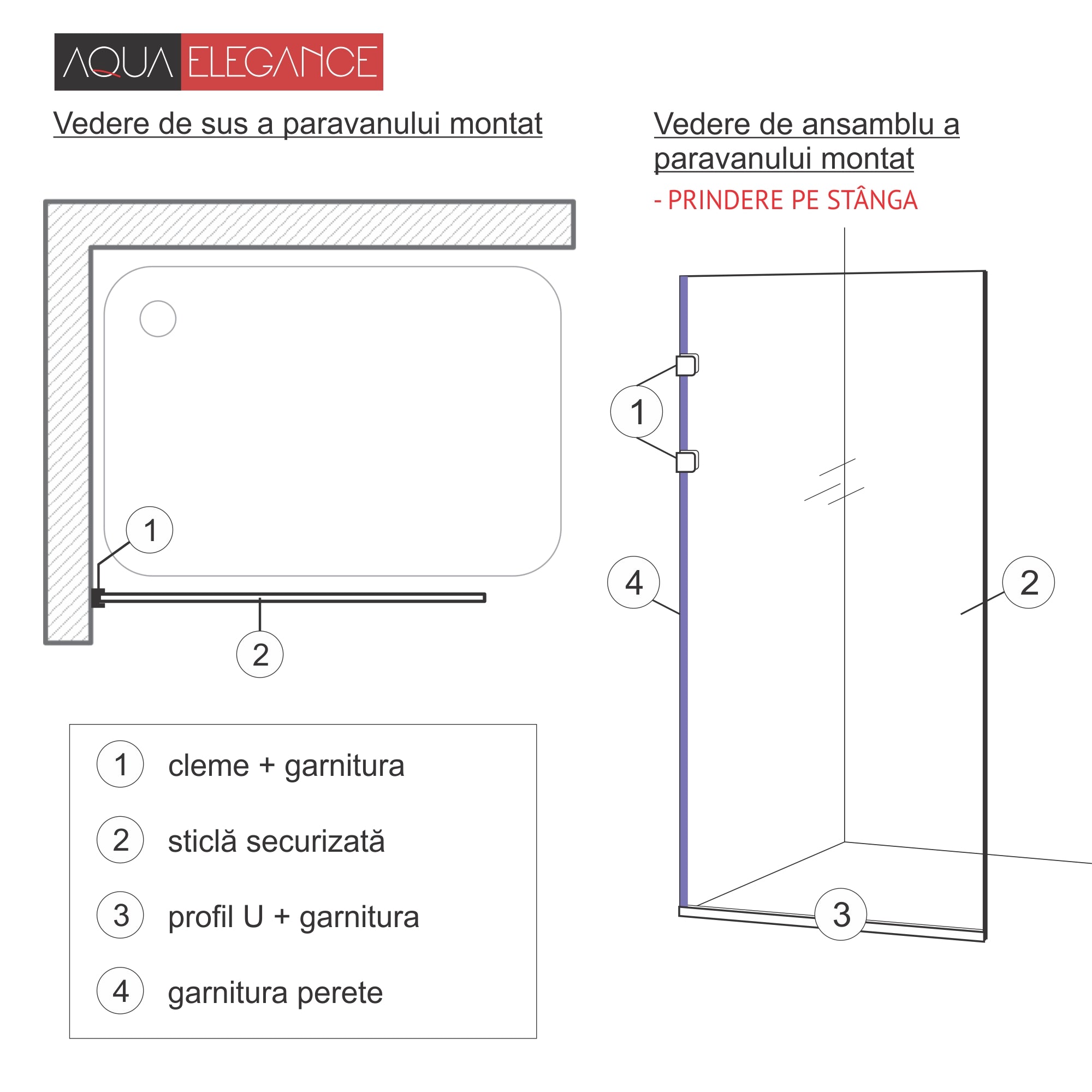 Shower Screens Walk-in, Stainless steel shower wall, copper #Grey