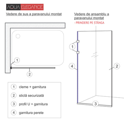 Shower Screens Walk-in, Shower wall Stainless steel, #Grey